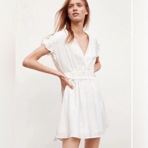 Zara Ivory Wrap Around Me Mini Dress Ruffle Size Small